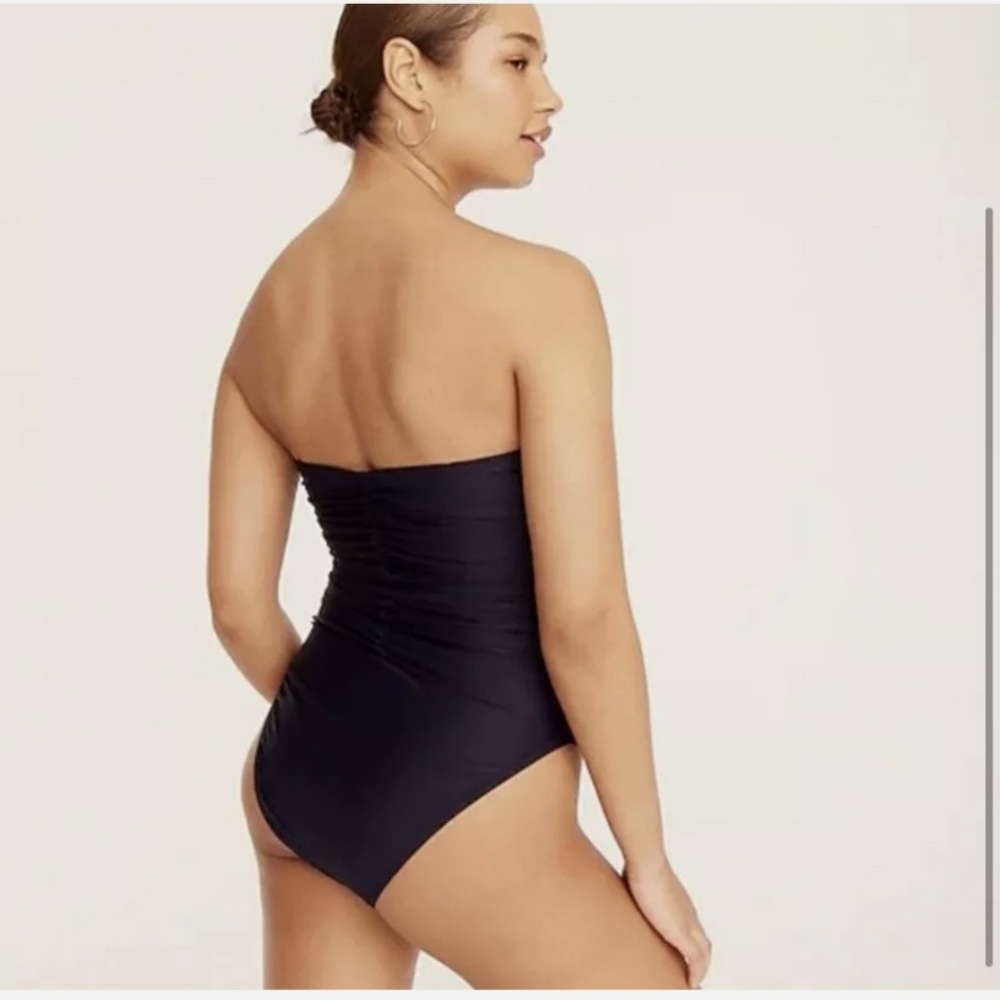 NWT J. Crew Ruched Sweetheart Neckline One Piece Swimsuit Bathing Suit NAVY
